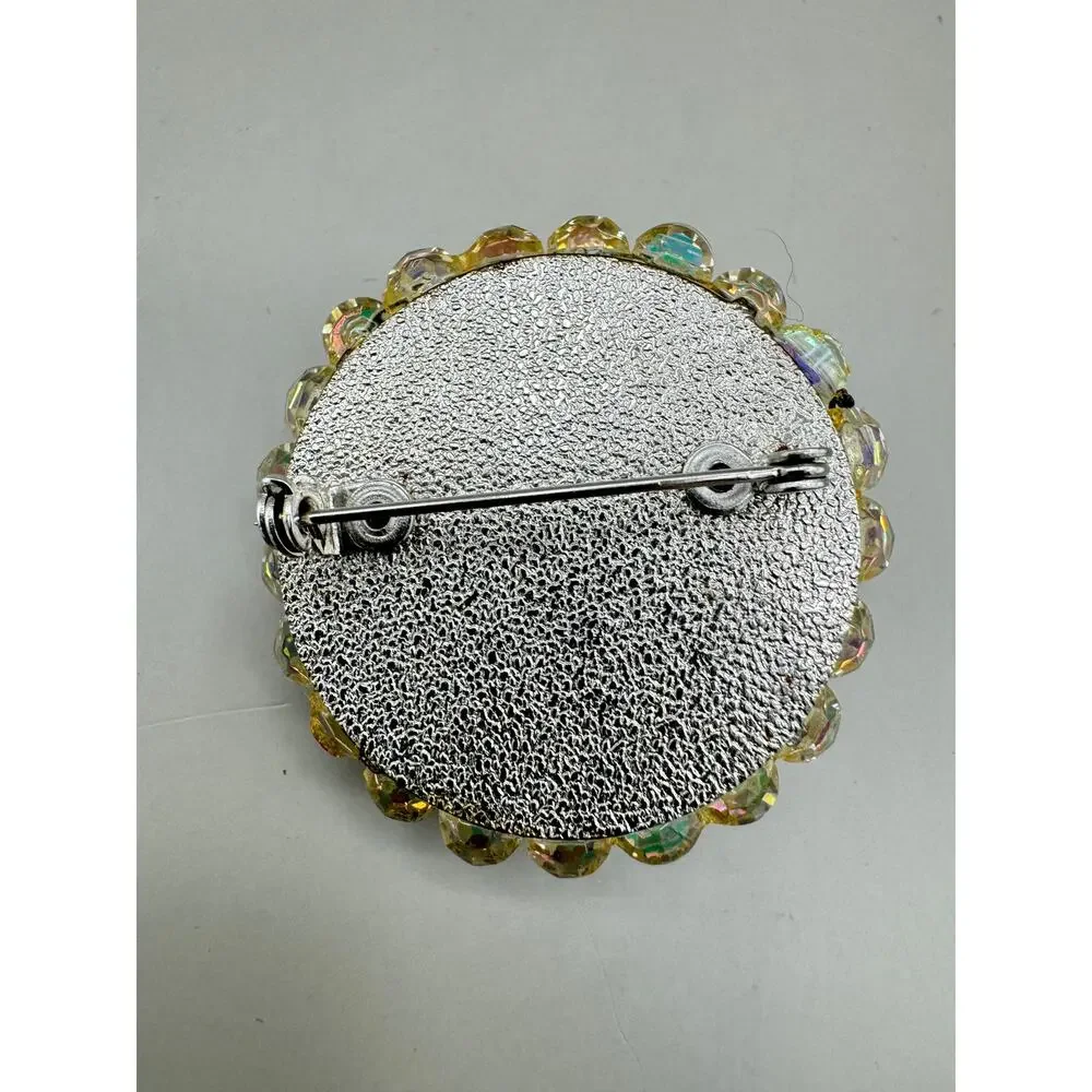 Vintage Aurora Borealis Crystal Brooch Pin